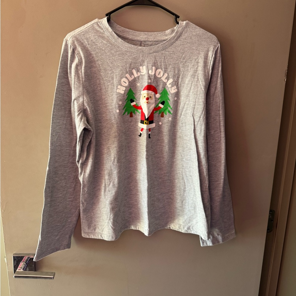 Gray Long Sleeve Santa Shirt